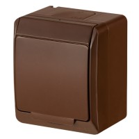 Одноместная розетка Elektro-Plast Hermes 0324-06 с крышкой (коричневая)