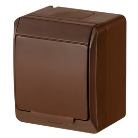 Одномісна розетка Elektro-Plast Hermes 0324-06 з кришкою (коричнева)