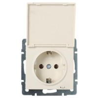Розетка Lezard Rain (703-0388-123B) с крышкой с з/к ПБТ (кремовая)