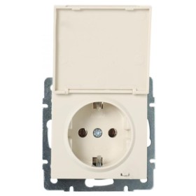 Розетка Lezard Rain (703-0388-123B) с крышкой с з/к ПБТ (кремовая)