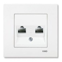 Розетка компьютерная двойная (2хRJ45 Cat5e) белая Karre