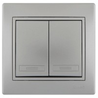 Вимикач 2-кл. сірий металік Mira, Lezard