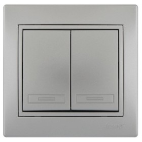 Вимикач 2-кл. сірий металік Mira, Lezard