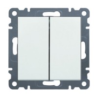 Выключатель 2-клавишный, двухполюсный, WL0060 Lumina-2, белый, Hager