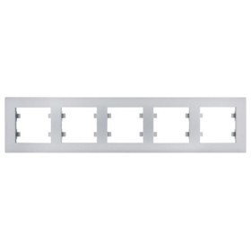Горизонтальная пятиместная рамка Hager WL5752 Lumina-Intense 5X (серебристая)