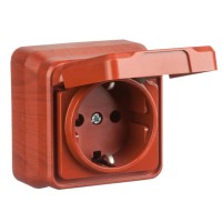 Розетка Gunsan 1052400100117 Misya із заземленням та кришкою (черешня)