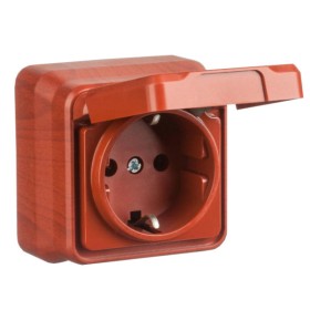 Розетка Gunsan 1052400100117 Misya с заземлением и крышкой (черешня)