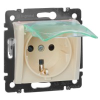 Механизм розетки с з/к и крышкой Valena IP44 слоновая кость