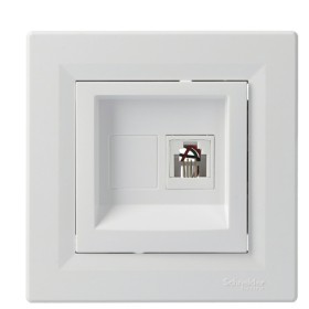 Розетка телефонная RJ11 4 контакта белая Asfora, EPH4100121