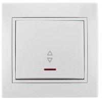 Выключатель проходной с подсветкой белый Mira, Lezard