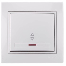 Выключатель проходной с подсветкой белый Mira, Lezard