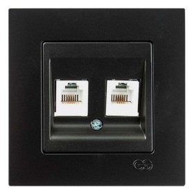 Розетка двойная телефонная (2xRJ-11) Gunsan Eqona черная metallic