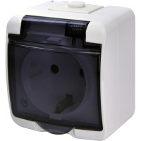 Розетка одноместная Eti Hermetics RHE-1sd с з/к IP54 белая/прозрачная крышка (4668016)