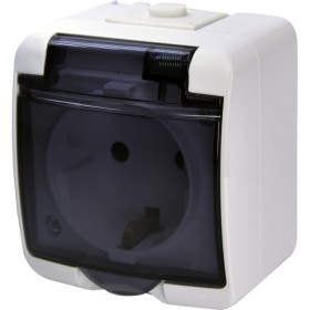 Розетка одноместная Eti Hermetics RHE-1sd с з/к IP54 белая/прозрачная крышка (4668016)