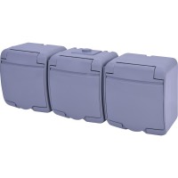 Розетка трехместная Eti Hermetics RHE-3s-SR с з/к IP54 серая (4668074)