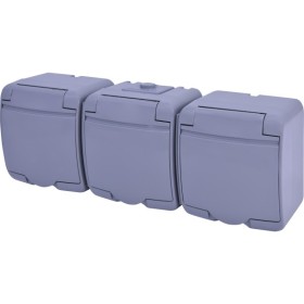 Розетка трехместная Eti Hermetics RHE-3s-SR с з/к IP54 серая (4668074)