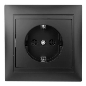 Розетка Elcor Emily 9215 (211649) із заземленням (чорна)