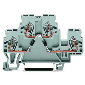 Дворівнева клема Wago 870-541/281-490 з діодом 1N4007 для DIN-рейки (анод зверху) 2,5 мм² (сіра)