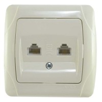 Розетка телефонная двойная (2хRJ11, Cat3) кремовая Carmen