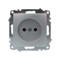 Розетка ELBI ZENA Silverline серый металлик 1-я без заземления без рамки ( 609-011000-215 )