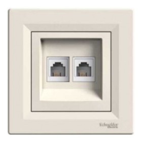Розетка компьютерная RJ45 кат.6 UTP двойная кремовая Asfora, EPH4800123