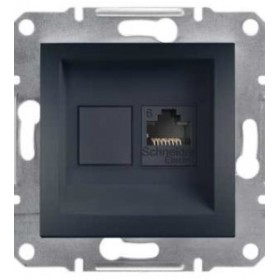 Розетка компьютерная 6 UTP без рамки антрацит Asfora, EPH4700171