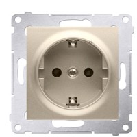 Одинарна електрична розетка Kontakt Simon Simon 54 Premium DGSZ1Z.01/44 із заземленням Schuko зі шторками (золото)