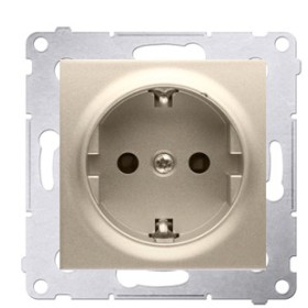 Одинарна електрична розетка Kontakt Simon Simon 54 Premium DGSZ1Z.01/44 із заземленням Schuko зі шторками (золото)