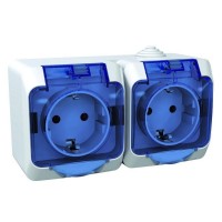 Розетка подвійна із заземленням біла Cedar Plus