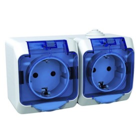 Розетка двойная с заземлением белая Cedar Plus