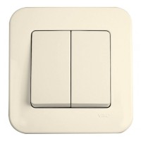 Выключатель 2-клавишный кремовый VIKO Rollina