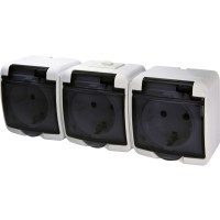 Розетка тримісна Eti Hermetics RHE-3sd із з/к IP54 біла/прозора кришка (4668024)
