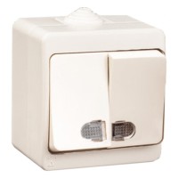 Выключатель 2-клавишный с подсветкой Gunsan Nemli крем