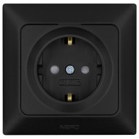 Розетка NE-AD ARAS 93-124-08-E з з/к та шторками чорна