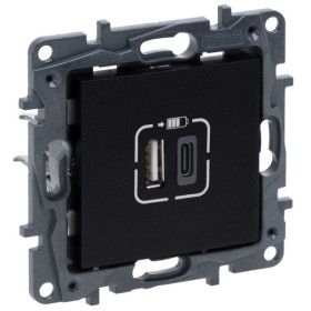 USB розетка Legrand Niloe Step А+C 12Вт+15Вт 5В чорна (863540)