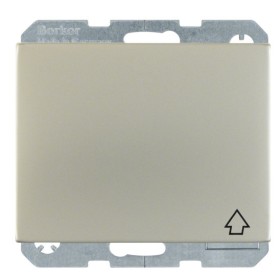 Розетка із з/к, кришкою та шторками нержавіюча сталь Berker K.5