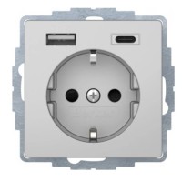 Розетка із з/к 16А/250В + 2хUSB A-С /3A Berker Q.x (алюміній)