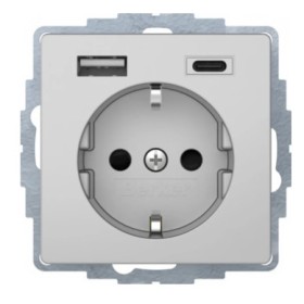 Розетка с з/к 16А/250В + 2хUSB A-С /3A Berker Q.x (алюминий)