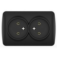 Розетка ALSU черный мат 2-я без заземления ( 504-014800-908 )