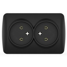 Розетка ALSU черный мат 2-я без заземления ( 504-014800-908 )