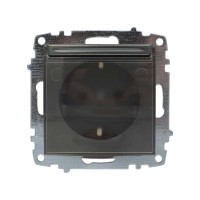 Розетка ELBI ZENA Silverline чорний металік 1-на з заземленням з кришкою без рамки ( 609-011100-218 )