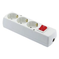 Колодка SEZ GN-370S WS BI на 3 гнізда з заземленням та вимикачем