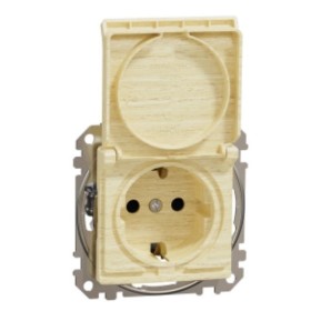 Розетка Schneider Electric Sedna Design & Elementsс заземлением шторками и крышкой береза SDD180024