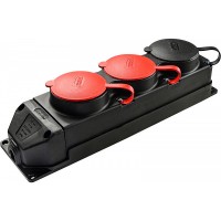 Каучукова колодка Аско-Укрем 3Р+РЕ 2×25А/1×16A*2P+PE 3-х місна з кришкою (A0250010014)