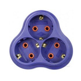 Тройник Nilson 3 гнезда с заземлением синий ( 40410101 )