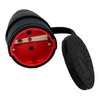 Штепсельне гніздо Neomax з кришкою та заземленням чорне (NX2004)