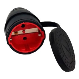 Штепсельное гнездо Neomax с крышкой и заземлением чорное (NX2004)