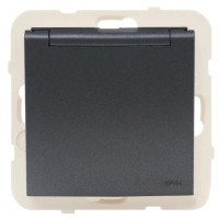 Одинарна розетка з кришкою Logus 20634 TIS 2P+Z Шуко 16А 250В (сірий)