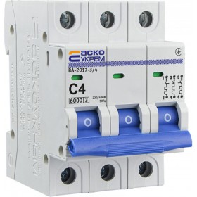 Модульный автоматический выключатель Аско-Укрем ВА-2017/C 3р 4А (A0010170041)