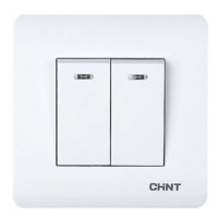 Прохідний вимикач 2-клавішний Chint NEW3 з LED-підсвіткою білий (715386)